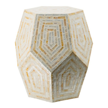 Ivory Τραπέζι Βοηθητικό Σκαμπό MDF Capiz Μπεζ 46*46*53εκ.