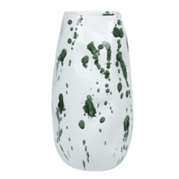 GP645576 WHITE GREEN CERAMIC VASE 15,5*15,5*30εκ.