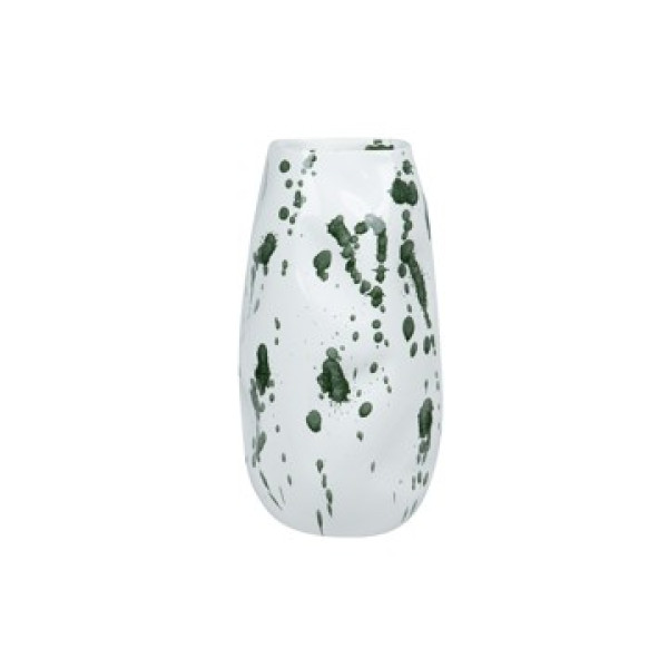 GP645576 WHITE GREEN CERAMIC VASE 15,5*15,5*30εκ.