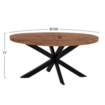 OVAL 6εκ.ΠΑΧΟΣ ΜΑΣΙΦ ΞΥΛΟ MANGO 160x90x77Υ εκ.