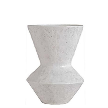 ΧΕΙΡΟΠΟΙΗΤΟ ΒΑΖΟ TERRACOTTA ZIG-ZAG ΜΕΤΑΛΛΙΖΕ ΛΕΥΚΟ 26.5cm