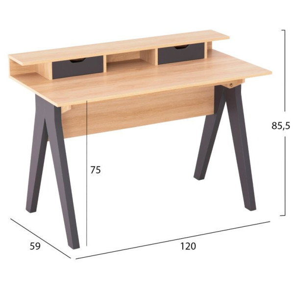 ΓΡΑΦΕΙΟ FB918290 ΜΕΛΑΜΙΝΗ ΣΕ SONAMA-ΓΚΡΙ 120x19-59x75-85,5ΥΥεκ.
