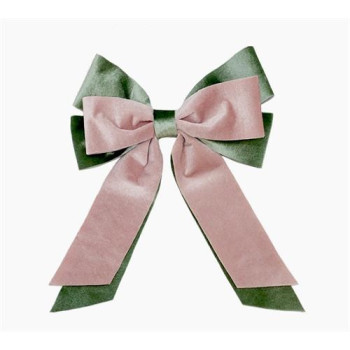 VELVET DECO RIBBON  PINK GREEN,23X30CM