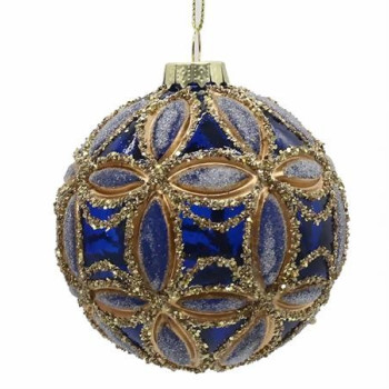 ΓΥΑΛ.ΜΠΑΛΛΑ BAROQUE ΜΠΛΕ / ΧΡΥΣΗ 10CM