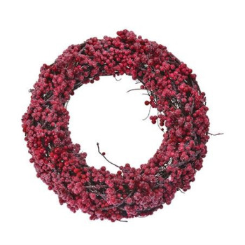 ΣΤΕΦΑΝΙ ΜΕ ΚΟΚΚΙΝΑ ΠΑΓΩΜΕΝΑ BERRIES 33CM