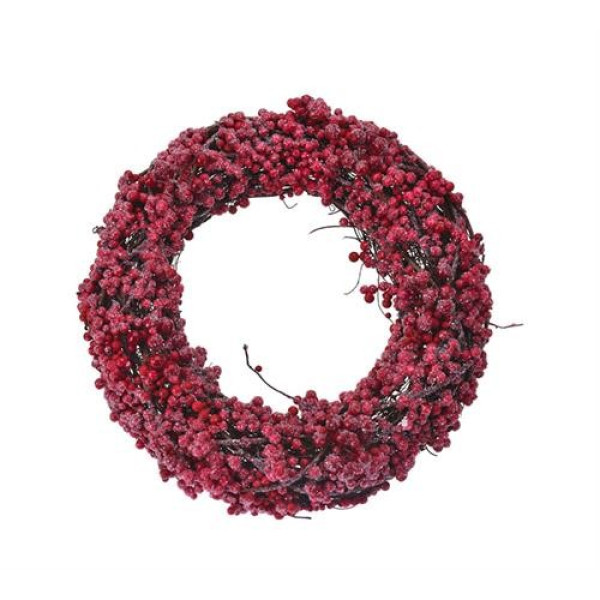 ΣΤΕΦΑΝΙ ΜΕ ΚΟΚΚΙΝΑ ΠΑΓΩΜΕΝΑ BERRIES 33CM