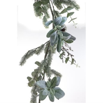 ΓΙΡΛANTA ΦΥΛΛΑ ΕΥΚΑΛΥΠΤΟΥ & ΕΛΑΤΟΥ, ΛΕΥΚΑ BERRIES 120CM
