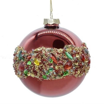 GLASS ORNAMENT 3 STYLE RED+MULTI COLOR STONES
