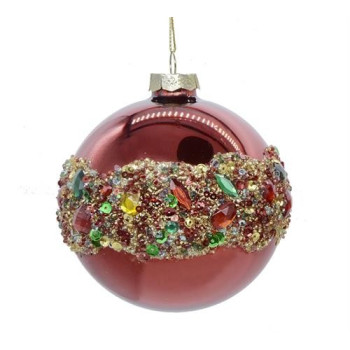 GLASS ORNAMENT 3 STYLE RED+MULTI COLOR STONES
