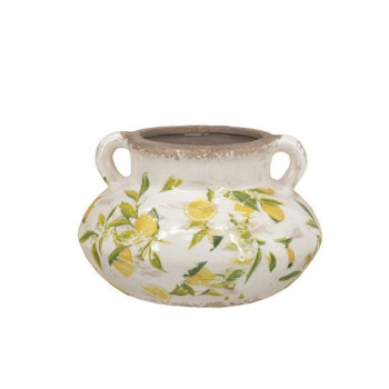 Lemon Λευκό Κεραμικό Βάζο με Λεμόνια (13.2x20.5x20.5)cm