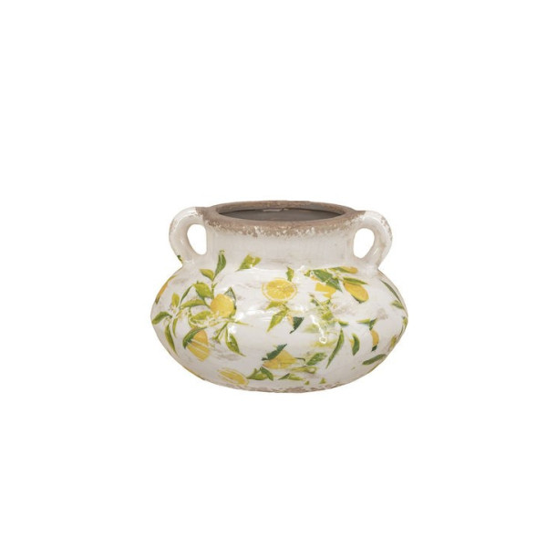 Lemon Λευκό Κεραμικό Βάζο με Λεμόνια (13.2x20.5x20.5)cm