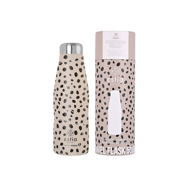 ΘΕΡΜΟΣ TRAVEL FLASK SAVE THE AEGEAN 500ml LEOPARD TAUPE