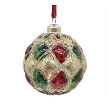 GLASS BALL RHOB DES MULTICOLOR,D.8CM
