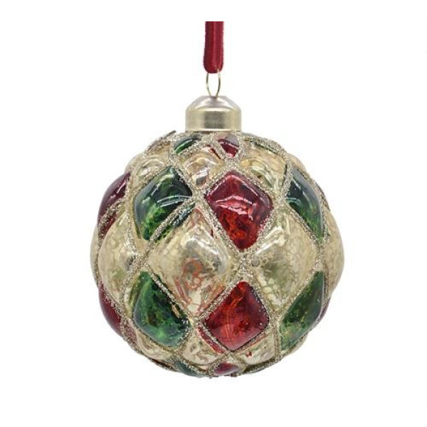 GLASS BALL RHOB DES MULTICOLOR,D.8CM