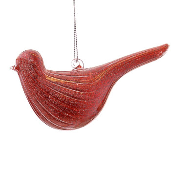 12cm Glass red bird hanging orn