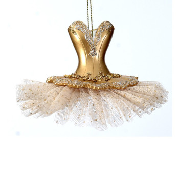 11cm Polyresin gold dress xmas orn