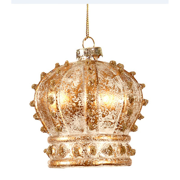 10cm Glass gold crown orn