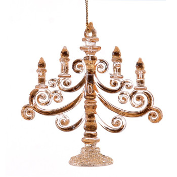 11cm Gold foil candle holder orn w/glitter