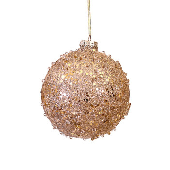 8cm Glass gold ball w/gold beads