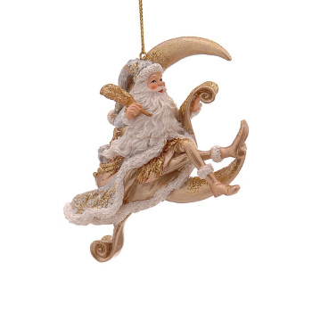 10cm Polyresin santa sitting on the moon
