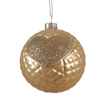 8cm Glass brown ball w/heart