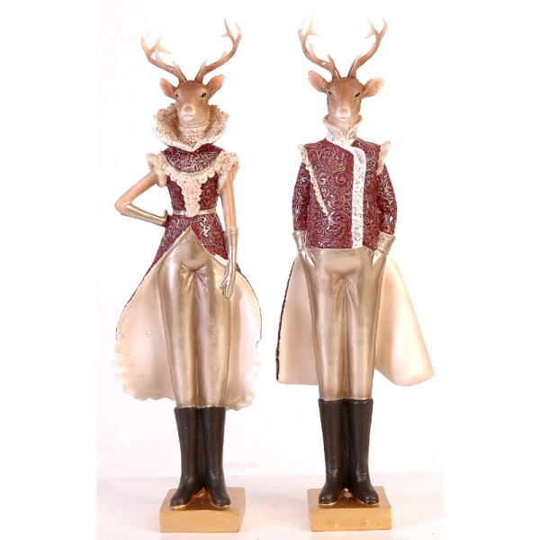 2Asst 43cm Standing reindeers