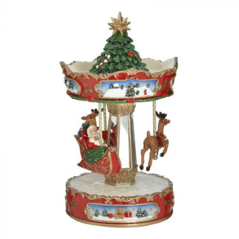 ΚΑΡΟΥΖΕΛ XMAS ΚΟΥΡΔΙΣΤΟ ΜΕ ΚΙΝΗΣΗ/ΜΟΥΣΙΚΗ RESIN ΚΟΚΚΙΝΟ 14Χ14Χ25