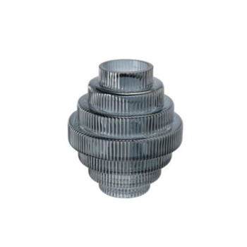 ΒΑΖΟ FLUTED ΗΜΙΔΙΑΦΑΝΟ ΓΚΡΙ 15X15X17cm