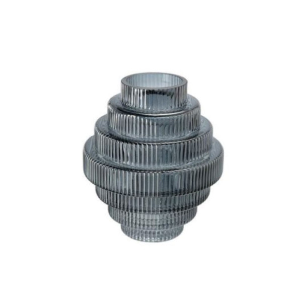 ΒΑΖΟ FLUTED ΗΜΙΔΙΑΦΑΝΟ ΓΚΡΙ 15X15X17cm