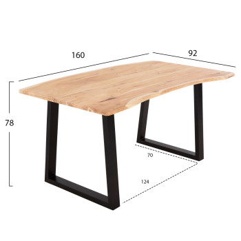 ΤΡΑΠΕΖΙ ΤΡΑΠΕΖΑΡΙΑΣ SOFIA SLIM ΜΑΣΙΦ ΞΥΛΟ ΑΚΑΚΙΑΣ 160x92x78Υεκ.