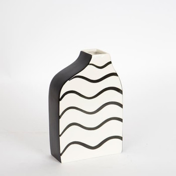 ΒΑΖΟ ΚΕΡΑΜΙΚΟ ΜΑΥΡΟ - ΛΕΥΚΟ 15x6x23cm