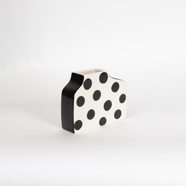 ΒΑΖΟ ΚΕΡΑΜΙΚΟ ΜΑΥΡΟ - ΛΕΥΚΟ 28x6x15.6cm
