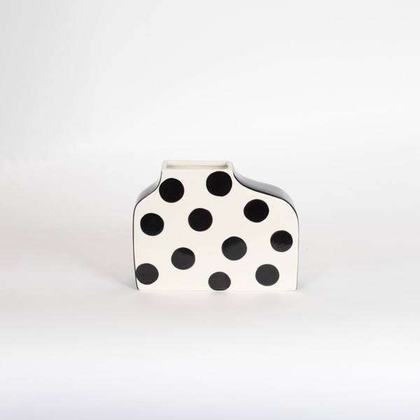 ΒΑΖΟ ΚΕΡΑΜΙΚΟ ΜΑΥΡΟ - ΛΕΥΚΟ 28x6x15.6cm