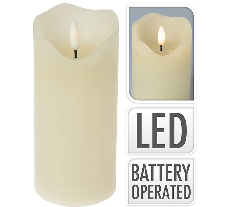 CA349 ΚΕΡΙ LED ΜΕ ΦΛΟΓΑ 3D 7Χ15εκ. ΕΚΡΟΥ ΧΡ. Paraff/Wax