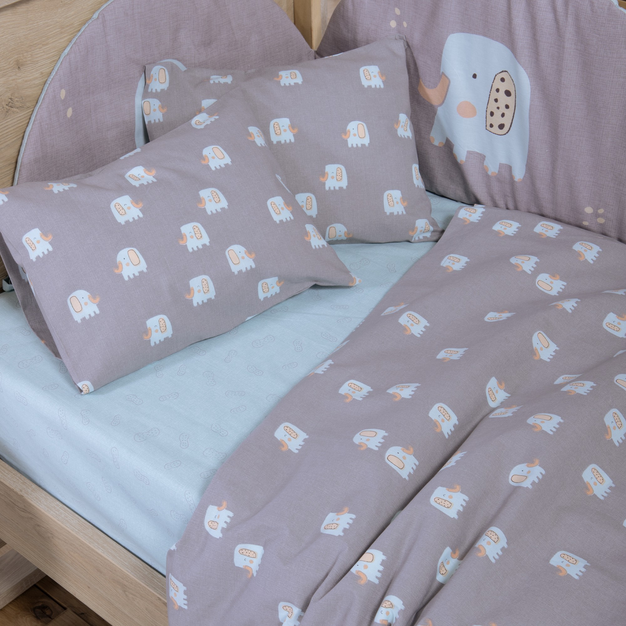 Σετ Σεντόνια Κούνιας Βρεφικά Elephants  Nef Nef Homeware