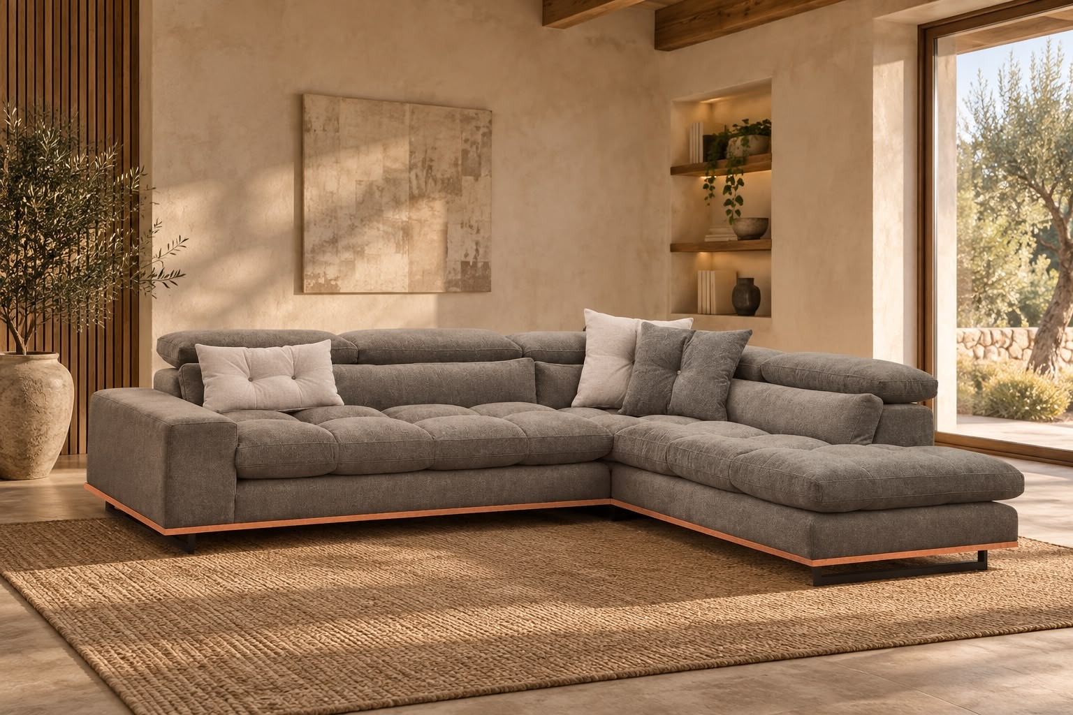 ΓΩΝΙΑΚΟΣ ΚΑΝΑΠΕΣ SEVILLA WOOD ΜΕ ΑΝΑΚΛΙΣΕΙΣ 290 Χ 220 Χ 105εκ. ΜΕ ΞΥΛΟ