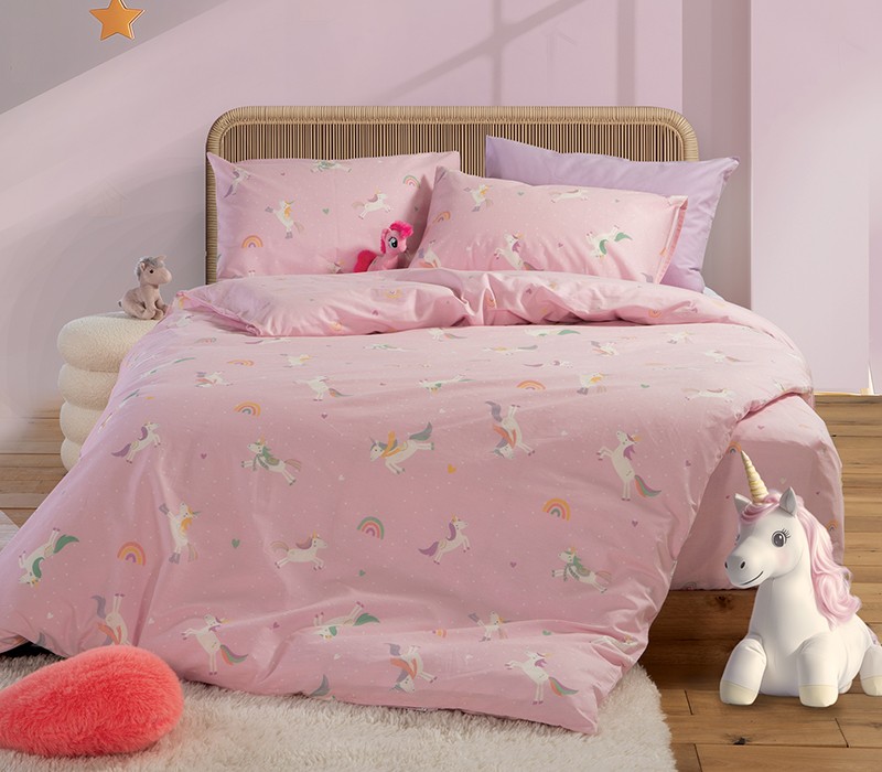 ΠΑΙΔΙΚΗ ΣΕΤ ΠΑΠΛΩΜΑΤΟΘΗΚΗ ΜΟΝΗ UNICORNS STYLE 160Χ240 NEF-NEF HOMEWARE
