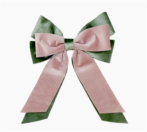VELVET DECO RIBBON  PINK GREEN,23X30CM