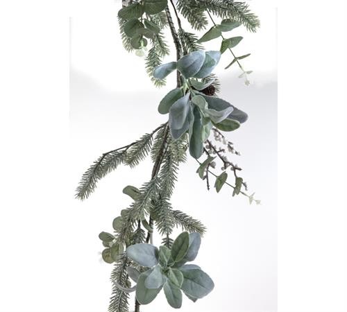 ΓΙΡΛANTA ΦΥΛΛΑ ΕΥΚΑΛΥΠΤΟΥ & ΕΛΑΤΟΥ, ΛΕΥΚΑ BERRIES 120CM