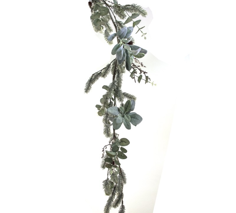 ΓΙΡΛANTA ΦΥΛΛΑ ΕΥΚΑΛΥΠΤΟΥ & ΕΛΑΤΟΥ, ΛΕΥΚΑ BERRIES 120CM