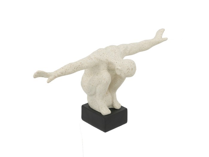Gymnast Figurine Λευκό Επιτραπέζιο Διακοσμητικό Ρητίνης με Ανδρική Φιγούρα (39x16x19)cm