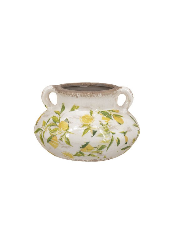 Lemon Λευκό Κεραμικό Βάζο με Λεμόνια (13.2x20.5x20.5)cm