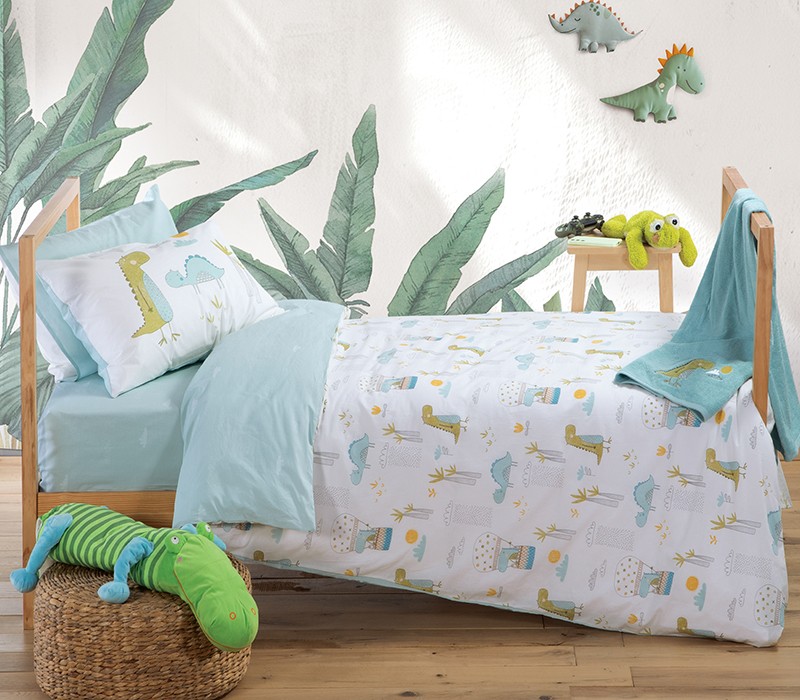 ΠΑΙΔΙΚΗ ΣΕΤ ΠΑΠΛΩΜΑΤΟΘΗΚΗ ΜΟΝΗ DINO DRAGON TIME 160Χ240 NEF-NEF HOMEWARE