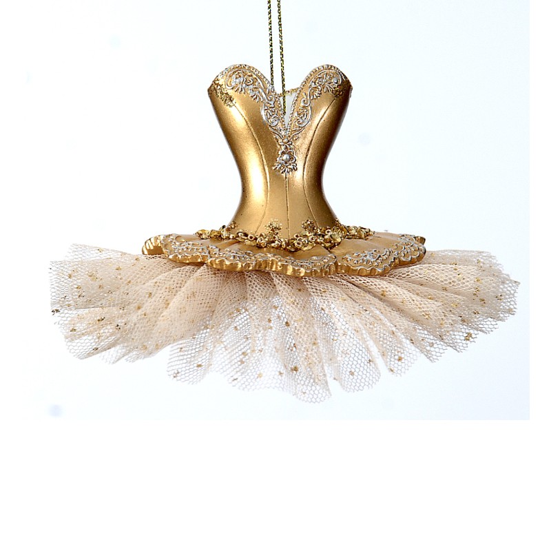 11cm Polyresin gold dress xmas orn