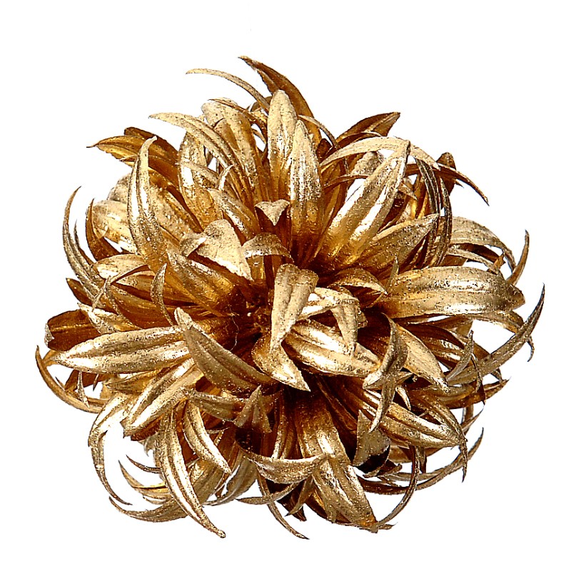 9cm Plastic gold painted leaves ball