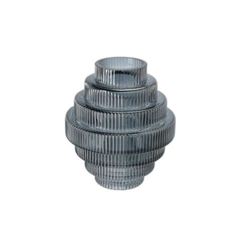 ΒΑΖΟ FLUTED ΗΜΙΔΙΑΦΑΝΟ ΓΚΡΙ 15X15X17cm