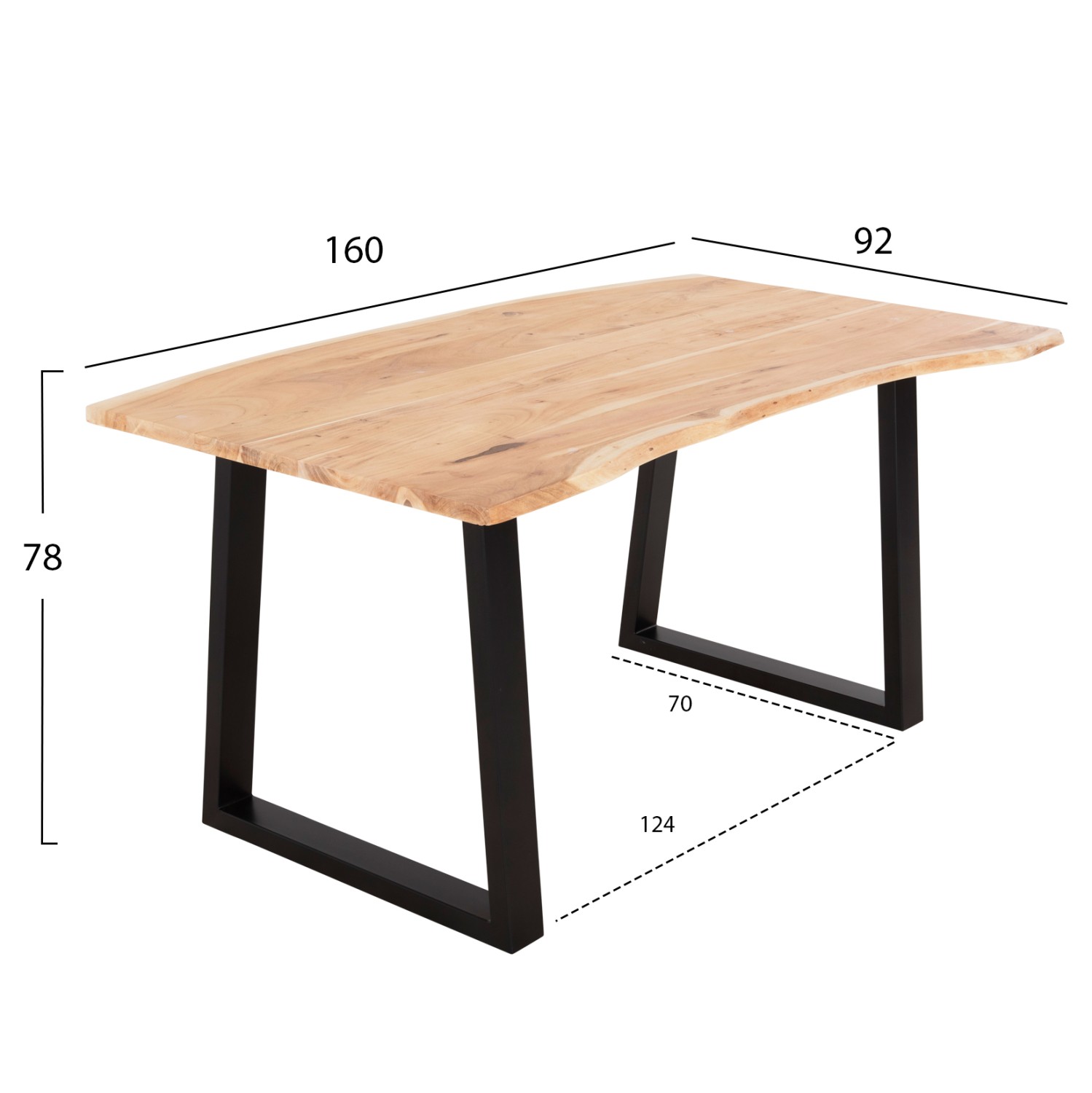 ΤΡΑΠΕΖΙ ΤΡΑΠΕΖΑΡΙΑΣ SOFIA SLIM ΜΑΣΙΦ ΞΥΛΟ ΑΚΑΚΙΑΣ 160x92x78Υεκ.