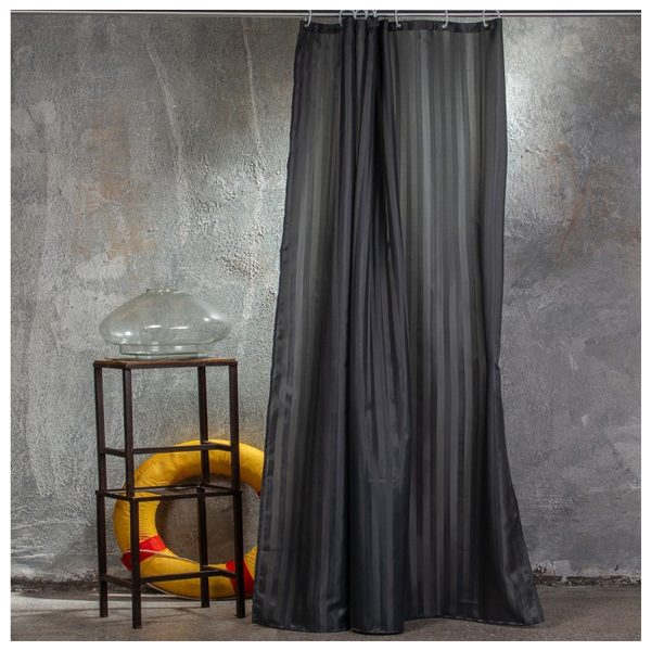 ΚΟΥΡΤΙΝΑ ΜΠΑΝΙΟΥ 180Χ200 ΑΝΘΡΑΚΙ JACQUARD 100% POLYESTER
