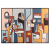 ABSTRACT SET 2 CANVAS WITH BLACK FRAME 60X4X90CM MULTICOLOUR