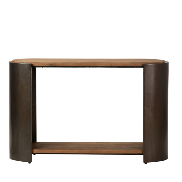 BROWN BLACK WOODE METAL CONSOLE 120X38X76CM